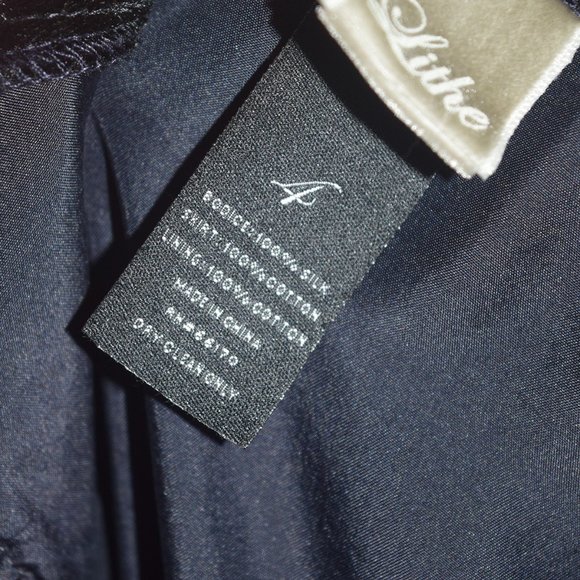 Anthropologie Vintage Lithe Silent Solstice Blue/Black Embroidered Dress Size 4 - Picture 9 of 10